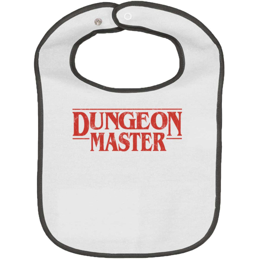 Dungeon Masters TV Show Nerd Trimmed White Snap Bib-Direct To Garment Print-Brisco Baby