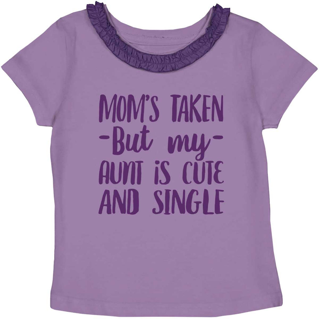 Aunt is Single Toddler Ruffled Trim T-Shirt-Direct To Garment Print-Brisco Baby