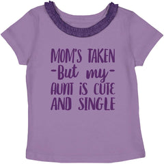 Aunt is Single Toddler Ruffled Trim T-Shirt-Direct To Garment Print-Brisco Baby