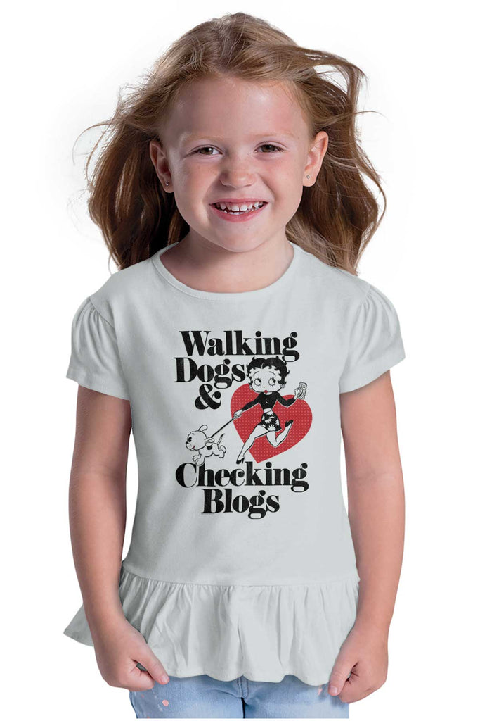 Walking Dogs Toddler Ruffle Bottom Tee-Direct To Garment Print-Brisco Baby