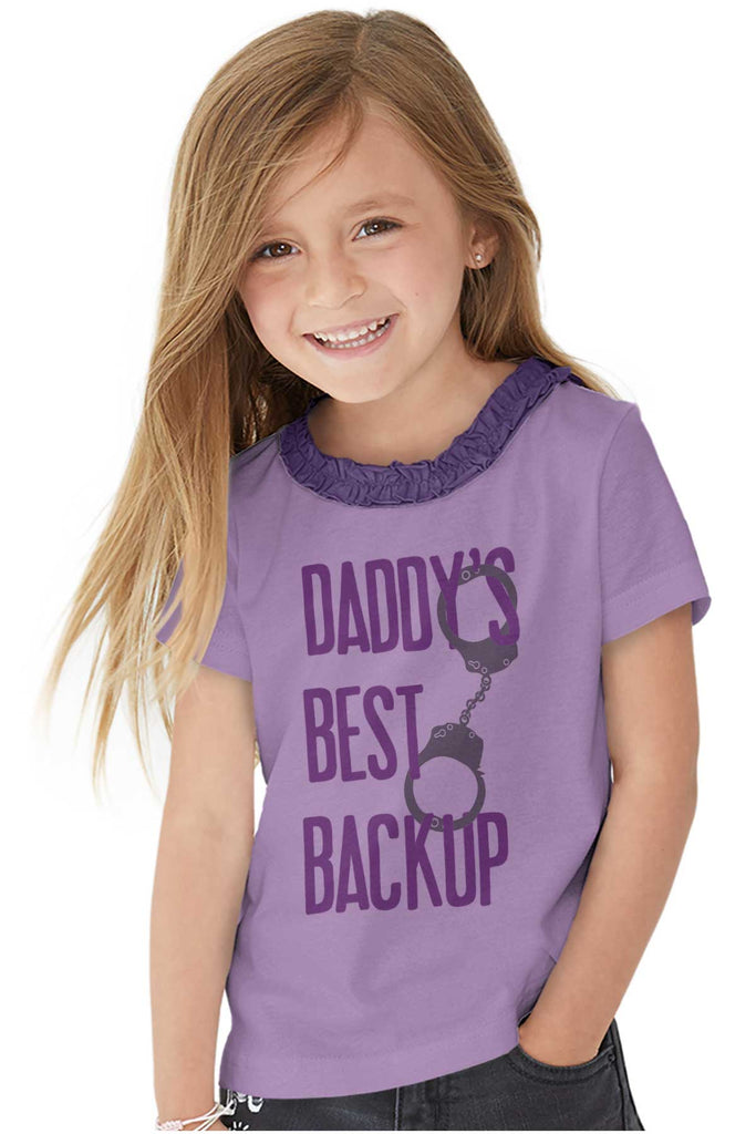 Daddy's Best Backup Toddler Ruffled Trim T-Shirt-Direct To Garment Print-Brisco Baby