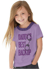 Daddy's Best Backup Toddler Ruffled Trim T-Shirt-Direct To Garment Print-Brisco Baby