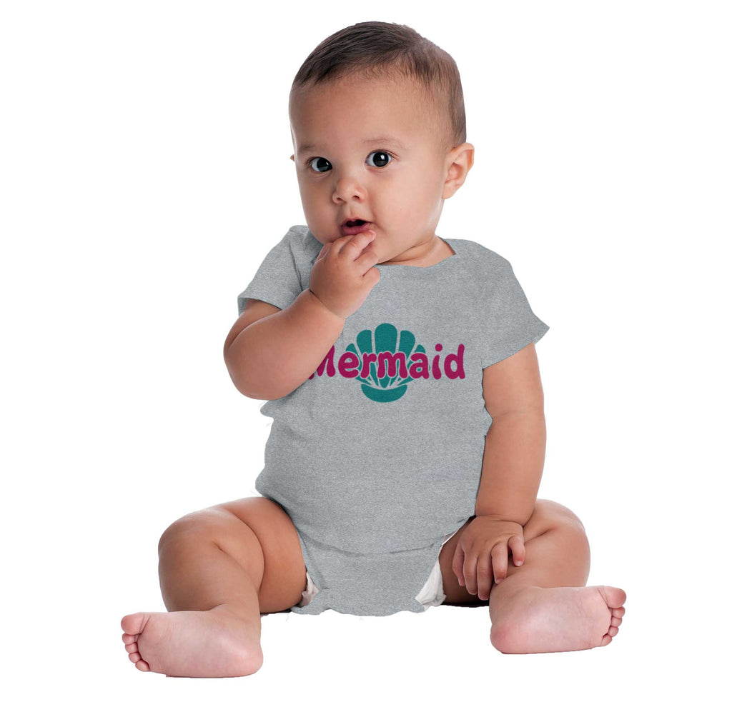 Mermaid Shell Romper Bodysuit-Direct To Garment Print-Brisco Baby