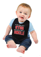 Think I'm A Stud Meet Uncle Infant Baby Bib-Direct To Garment Print-Brisco Baby