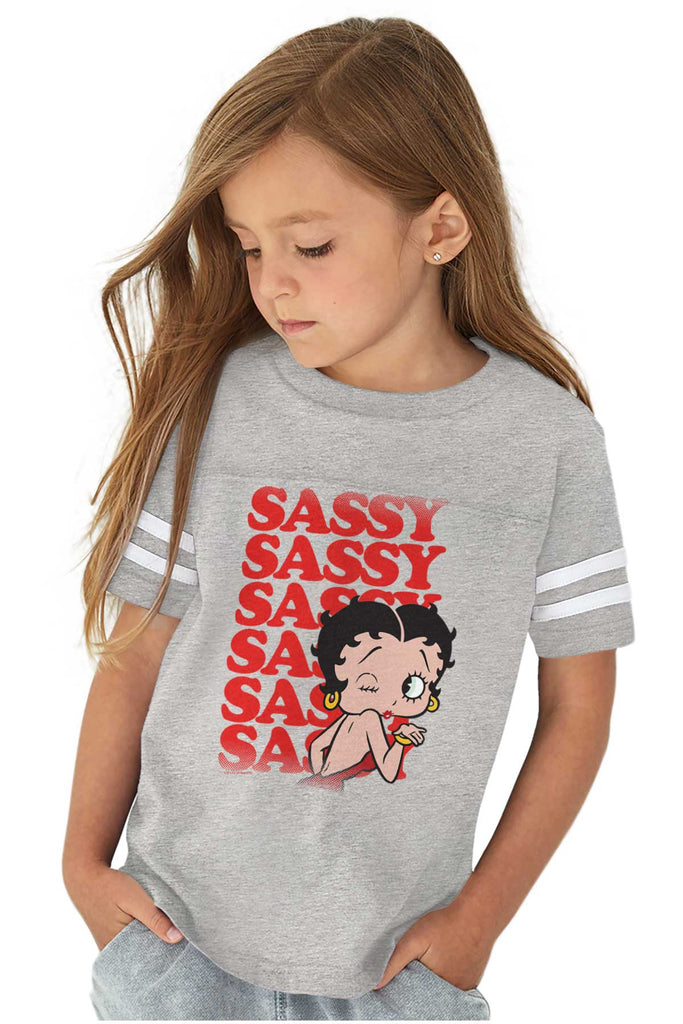 Sassy Boop Toddler Football Jersey Tee-Direct To Garment Print-Brisco Baby
