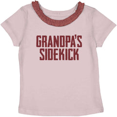 Grandpa's Sidekick Toddler Ruffled Trim T-Shirt-Direct To Garment Print-Brisco Baby