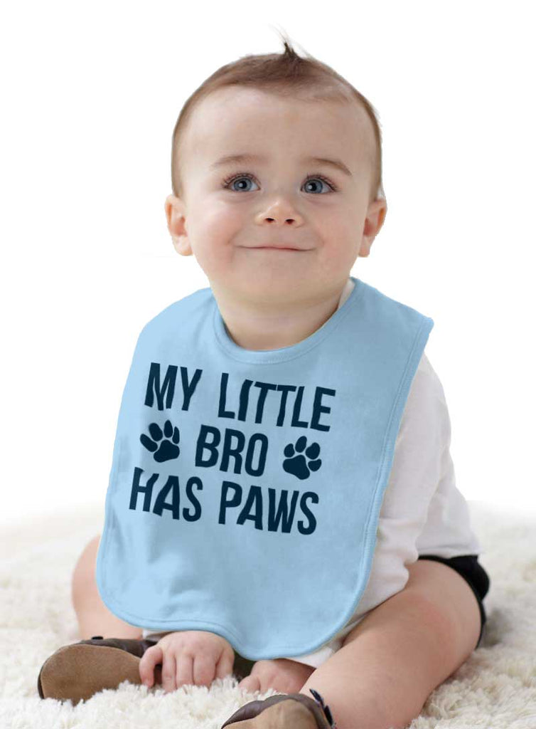 My Little Bro Has Paws Infant Baby Bib-Direct To Garment Print-Brisco Baby