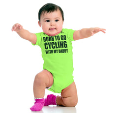 Cycling With Daddy Romper Bodysuit-Direct To Garment Print-Brisco Baby