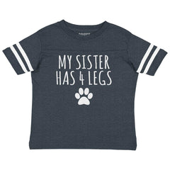 Sister has 4 legs Toddler Football Jersey Tee-Direct To Garment Print-Brisco Baby