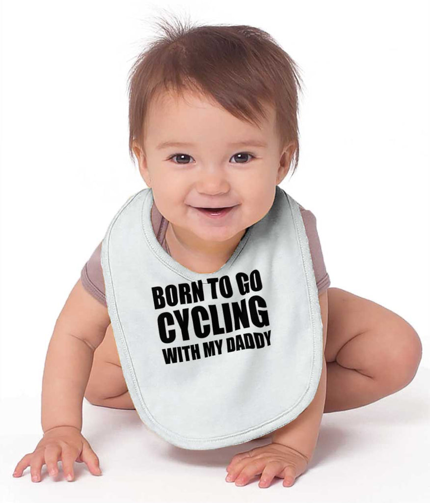 Cycling With Daddy Infant Baby Bib-Direct To Garment Print-Brisco Baby