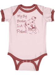 Brother is a Pitbull Baby Ruffled Trim Romper-Direct To Garment Print-Brisco Baby