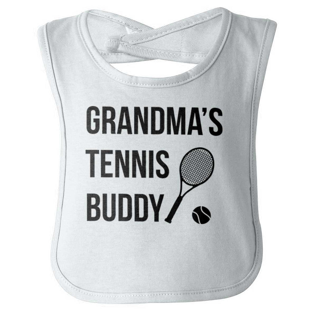 Grandma's Tennis Buddy Infant Baby Bib-Direct To Garment Print-Brisco Baby
