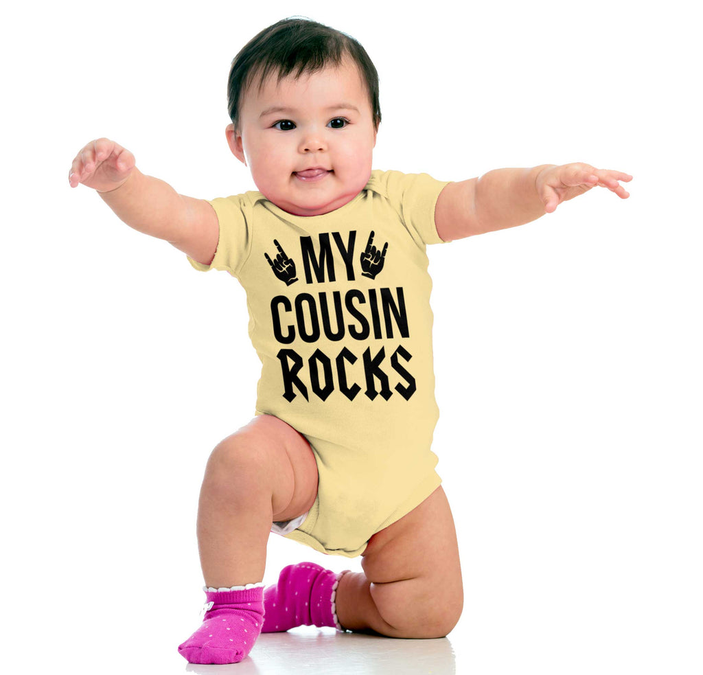 My Cousin Rocks Romper Bodysuit-Direct To Garment Print-Brisco Baby