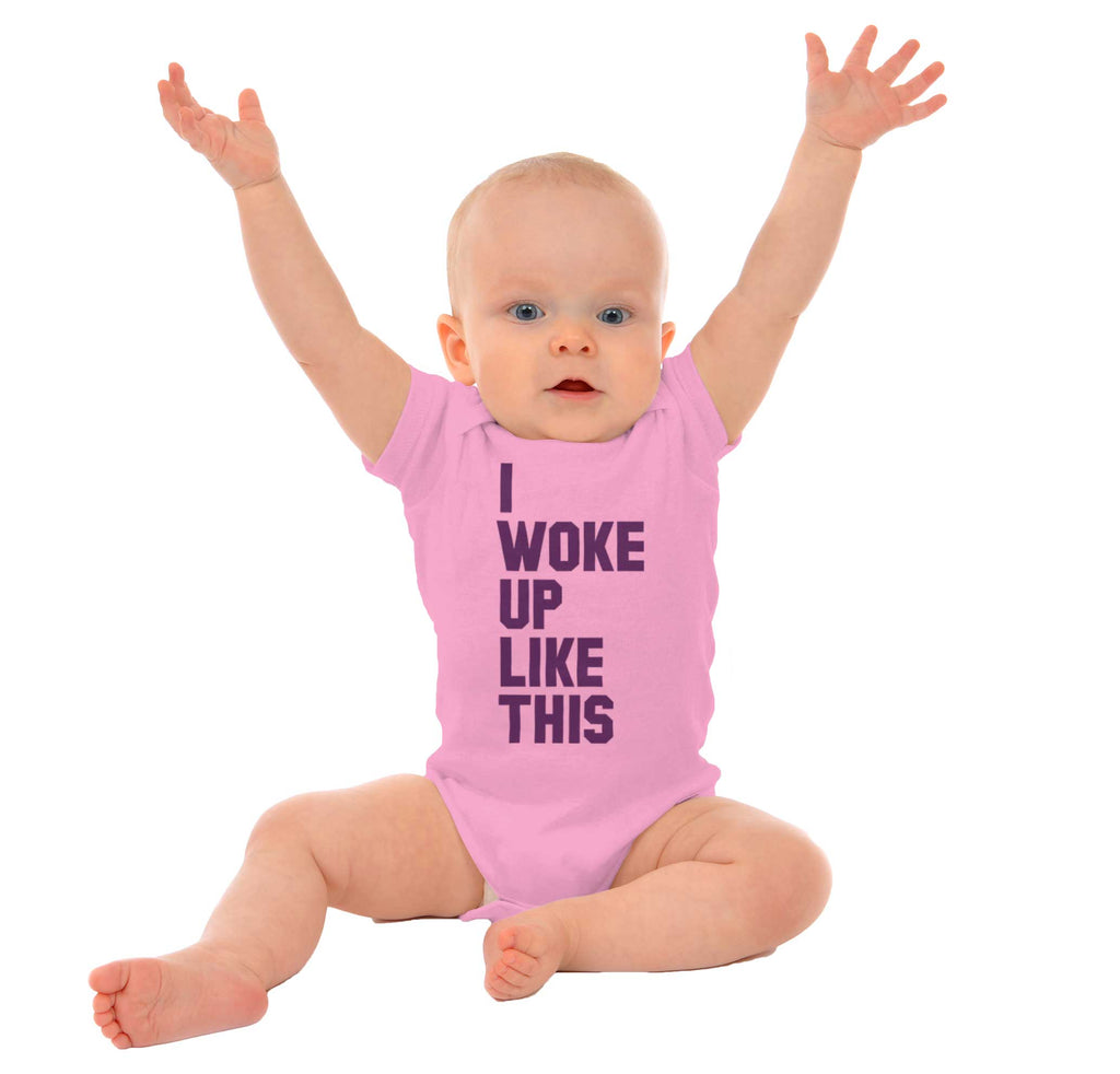 I Woke Up Like This Romper Bodysuit-Direct To Garment Print-Brisco Baby