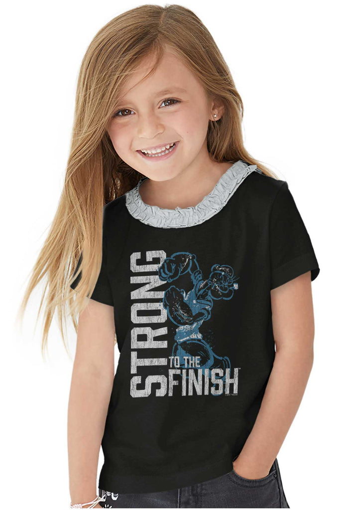 Popeye Muscles Toddler Ruffled Trim T-Shirt-Direct To Garment Print-Brisco Baby