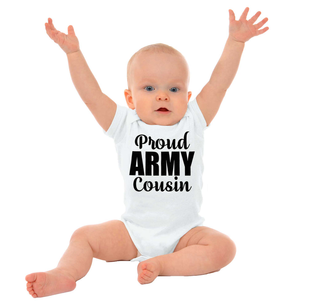 Proud Army Cousin Romper Bodysuit-Direct To Garment Print-Brisco Baby