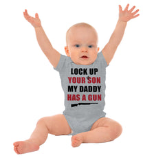 My Daddy Has a Gun Son Romper Bodysuit-Direct To Garment Print-Brisco Baby