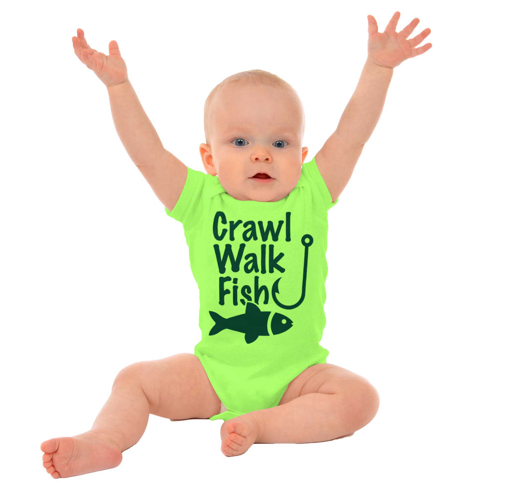 Crawl Walk Fish Romper Bodysuit-Direct To Garment Print-Brisco Baby