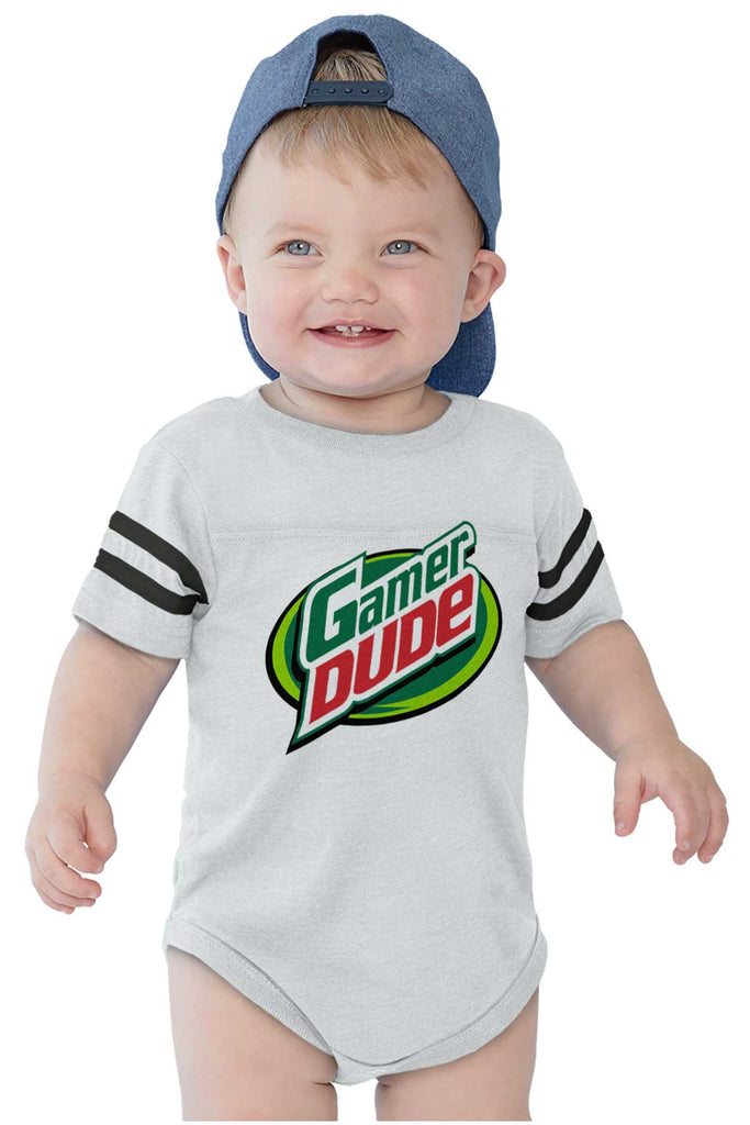 Gamer Dude Video Gaming Geek Football Romper Bodysuit-Direct To Garment Print-Brisco Baby