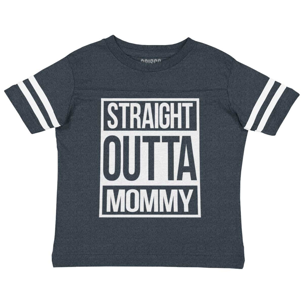 Straight Outta Mommy Toddler Football Jersey Tee-Direct To Garment Print-Brisco Baby