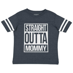 Straight Outta Mommy Toddler Football Jersey Tee-Direct To Garment Print-Brisco Baby