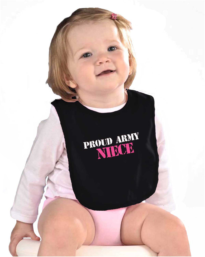 Proud Army Niece Infant Baby Bib-Direct To Garment Print-Brisco Baby