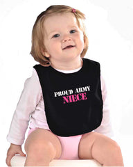 Proud Army Niece Infant Baby Bib-Direct To Garment Print-Brisco Baby