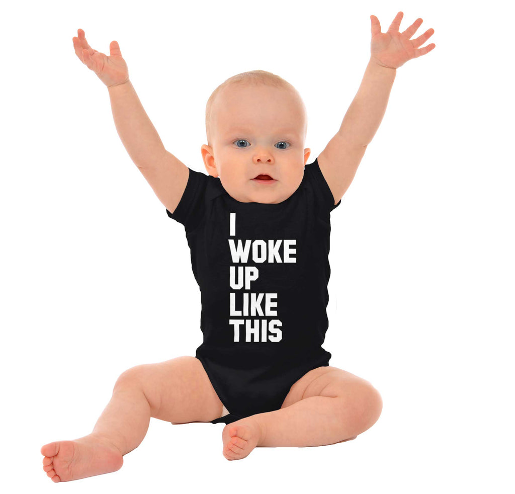 I Woke Up Like This Romper Bodysuit-Direct To Garment Print-Brisco Baby