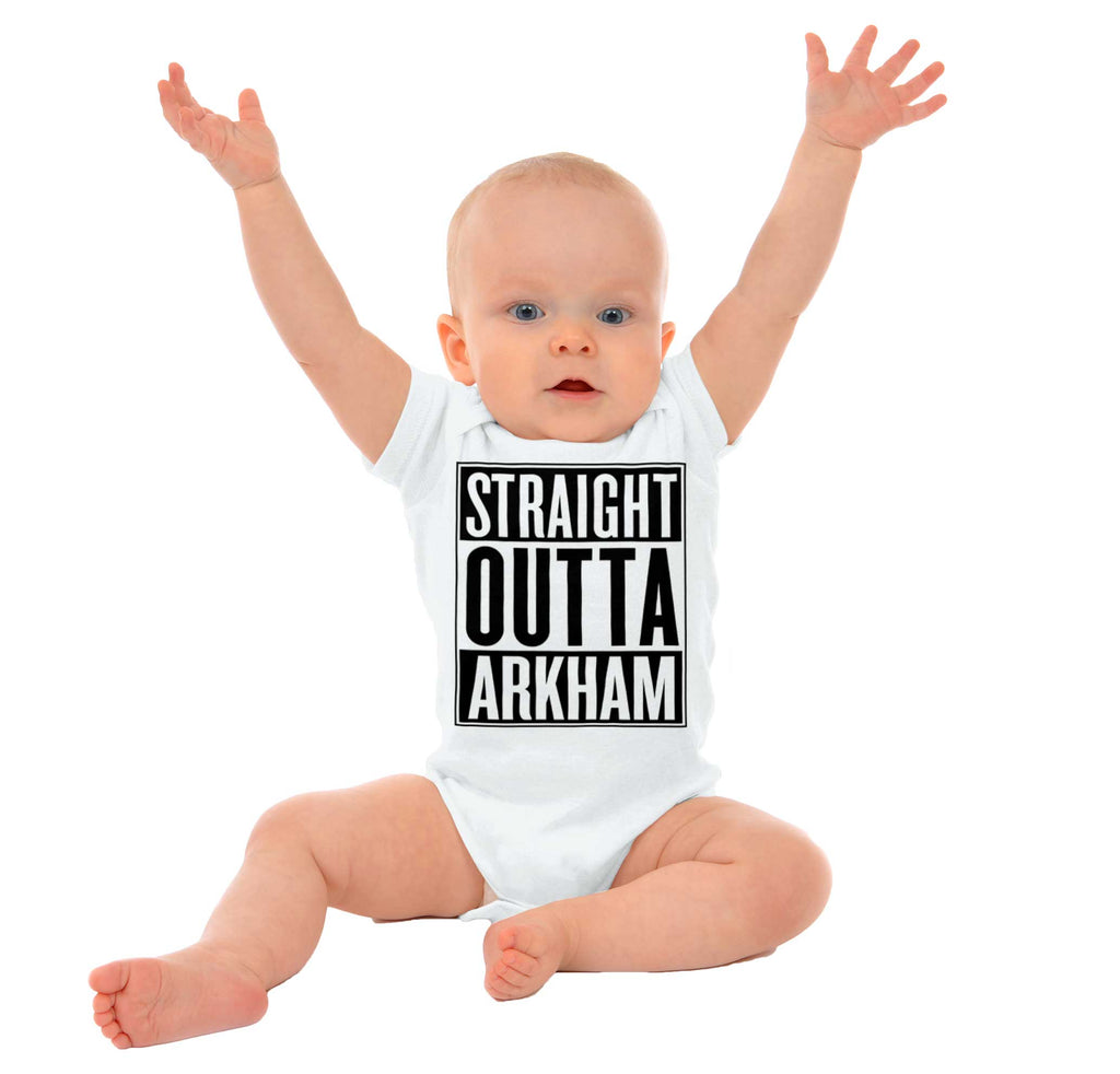 Straight Outta Arkham Romper Bodysuit-Direct To Garment Print-Brisco Baby