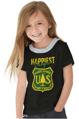 Happiest Camper Toddler Ruffled Trim T-Shirt-Direct To Garment Print-Brisco Baby