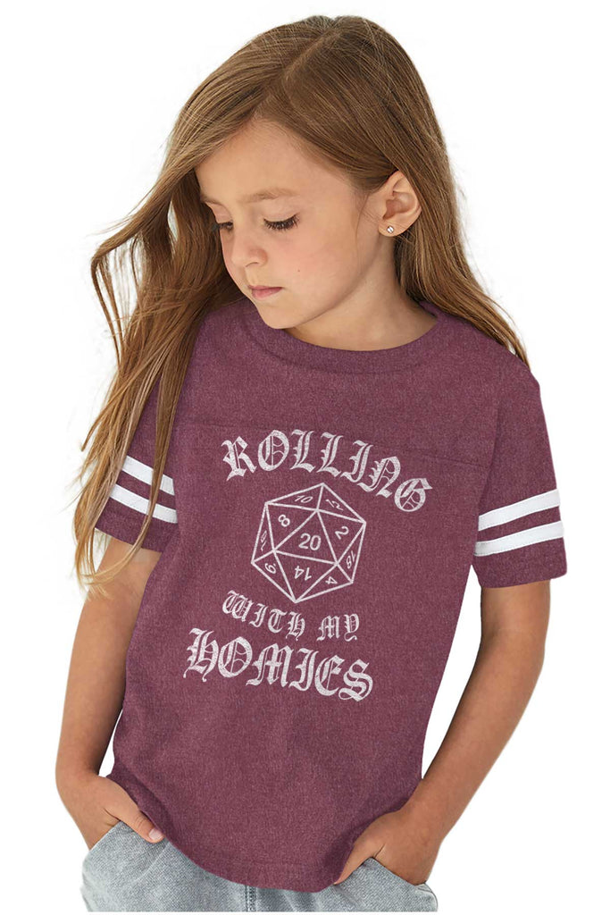 Rolling With My Homies Dungeons Toddler Football Jersey Tee-Direct To Garment Print-Brisco Baby