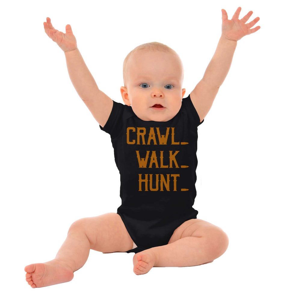 Crawl Walk Hunt Baby Romper Bodysuit-Direct To Garment Print-Brisco Baby