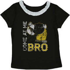 Come At Me Bro Toddler Ruffled Trim T-Shirt-Direct To Garment Print-Brisco Baby