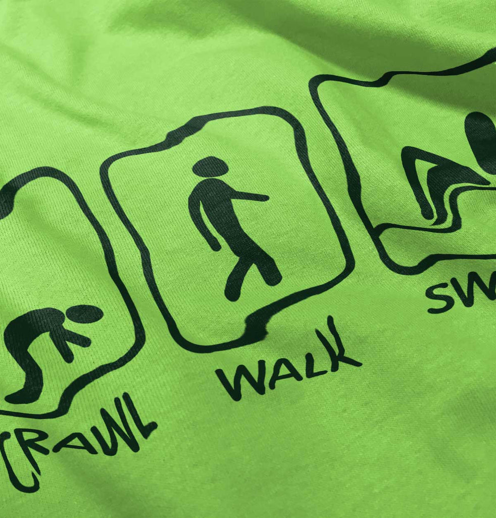 Crawl Walk Swim Romper Bodysuit-Direct To Garment Print-Brisco Baby