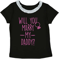 Marry My Daddy Toddler Ruffled Trim T-Shirt-Direct To Garment Print-Brisco Baby