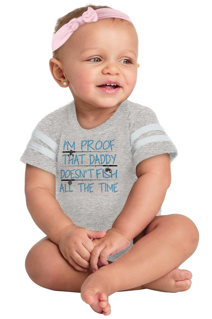 Fish All The Time Football Romper Bodysuit-Direct To Garment Print-Brisco Baby