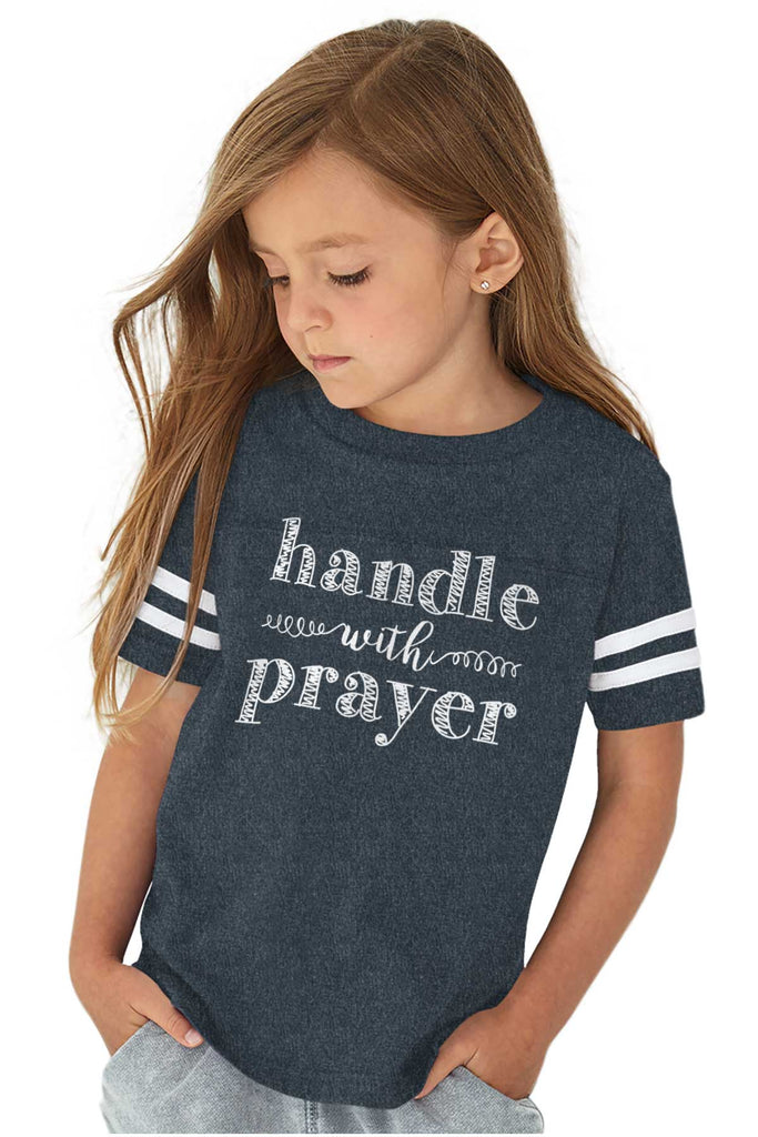 Handle With Prayer Toddler Football Jersey Tee-Direct To Garment Print-Brisco Baby