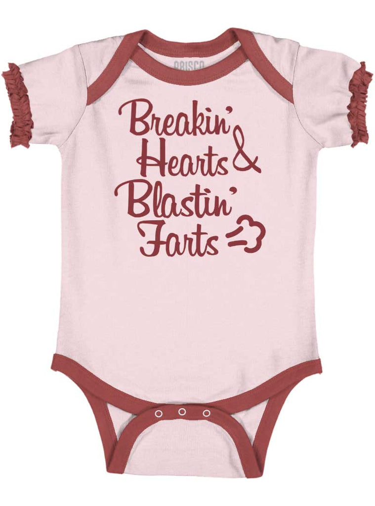 Blastin Farts Baby Ruffled Trim Romper-Direct To Garment Print-Brisco Baby