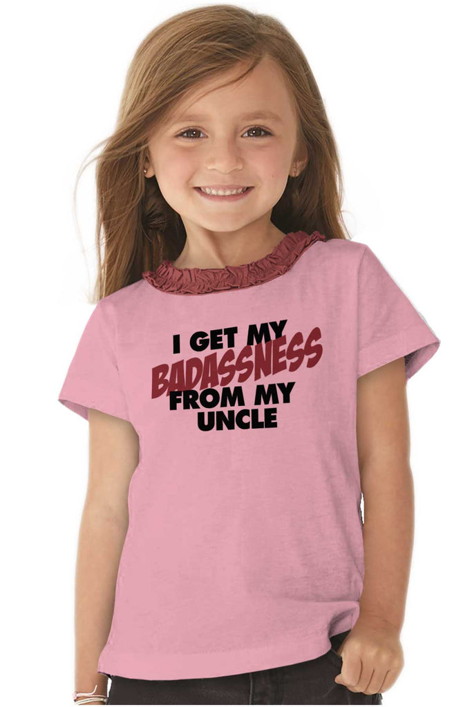 Badass Uncle Toddler Ruffled Trim T-Shirt-Direct To Garment Print-Brisco Baby