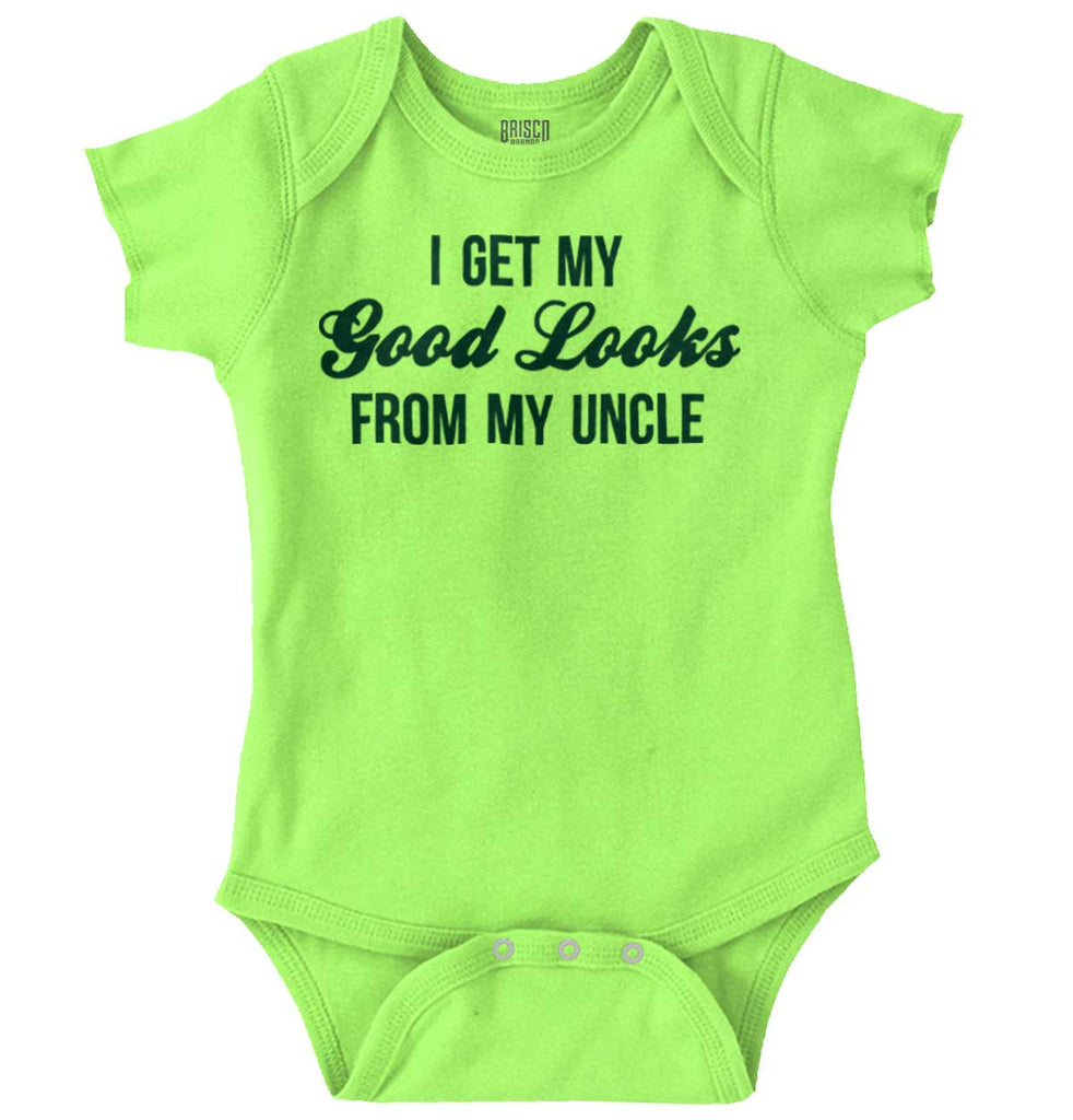 Good Looks From Uncle Romper Bodysuit-Direct To Garment Print-Brisco Baby
