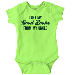 Good Looks From Uncle Romper Bodysuit-Direct To Garment Print-Brisco Baby