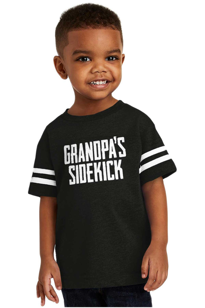 Grandpa's Sidekick Toddler Football Jersey Tee-Direct To Garment Print-Brisco Baby