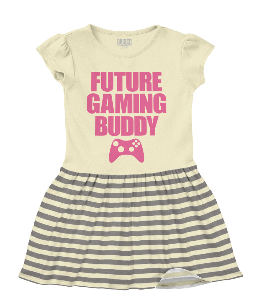 Future Gaming Buddy Baby Striped Skirt Dress-Direct To Garment Print-Brisco Baby