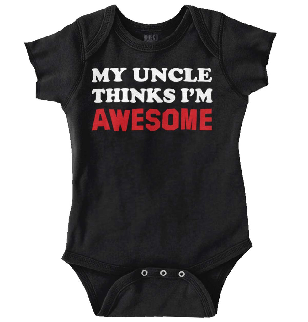 Uncle Thinks I'm Awesome Romper Bodysuit-Direct To Garment Print-Brisco Baby