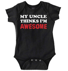 Uncle Thinks I'm Awesome Romper Bodysuit-Direct To Garment Print-Brisco Baby