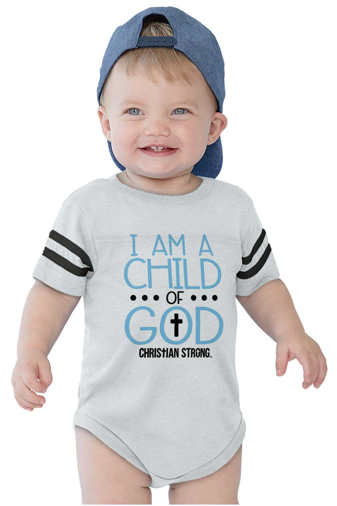 Cross Of God Football Romper Bodysuit-Direct To Garment Print-Brisco Baby