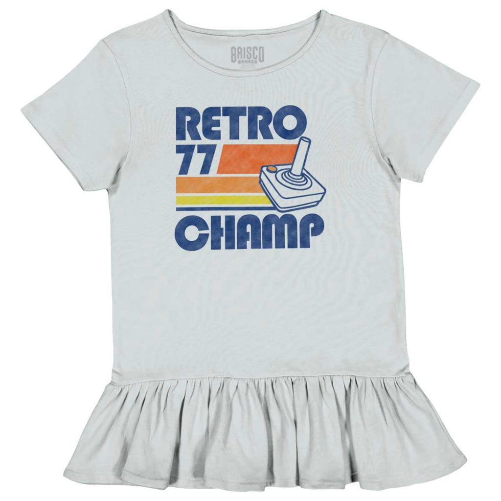 Retro 77 Champ Gamer Dragons Toddler Ruffle Bottom Tee-Direct To Garment Print-Brisco Baby