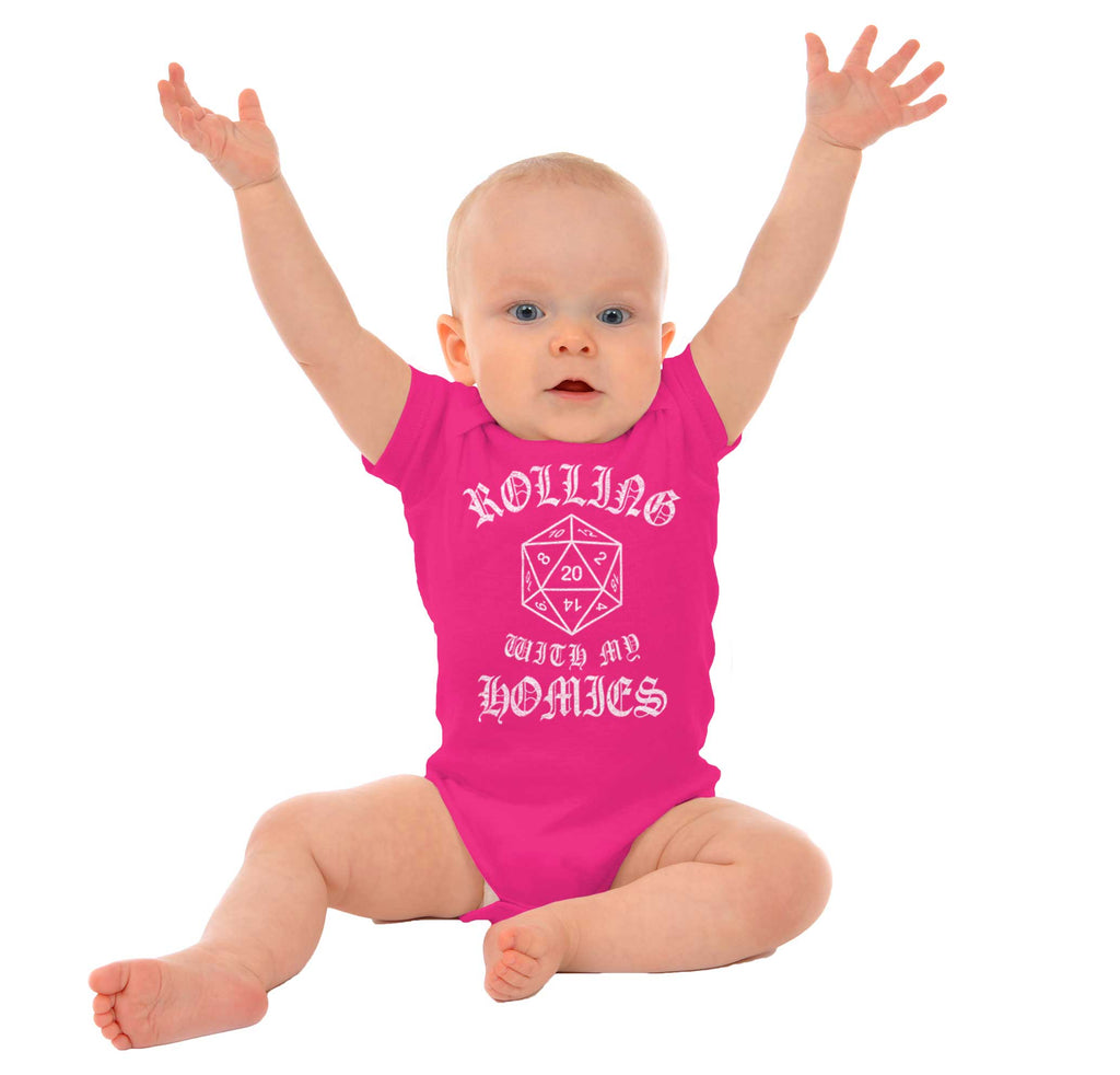 Rolling With My Homies Dungeons Romper Bodysuit-Direct To Garment Print-Brisco Baby
