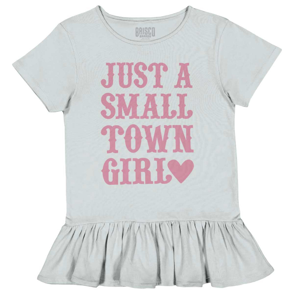 Small Town Girl Toddler Ruffle Bottom Tee-Direct To Garment Print-Brisco Baby
