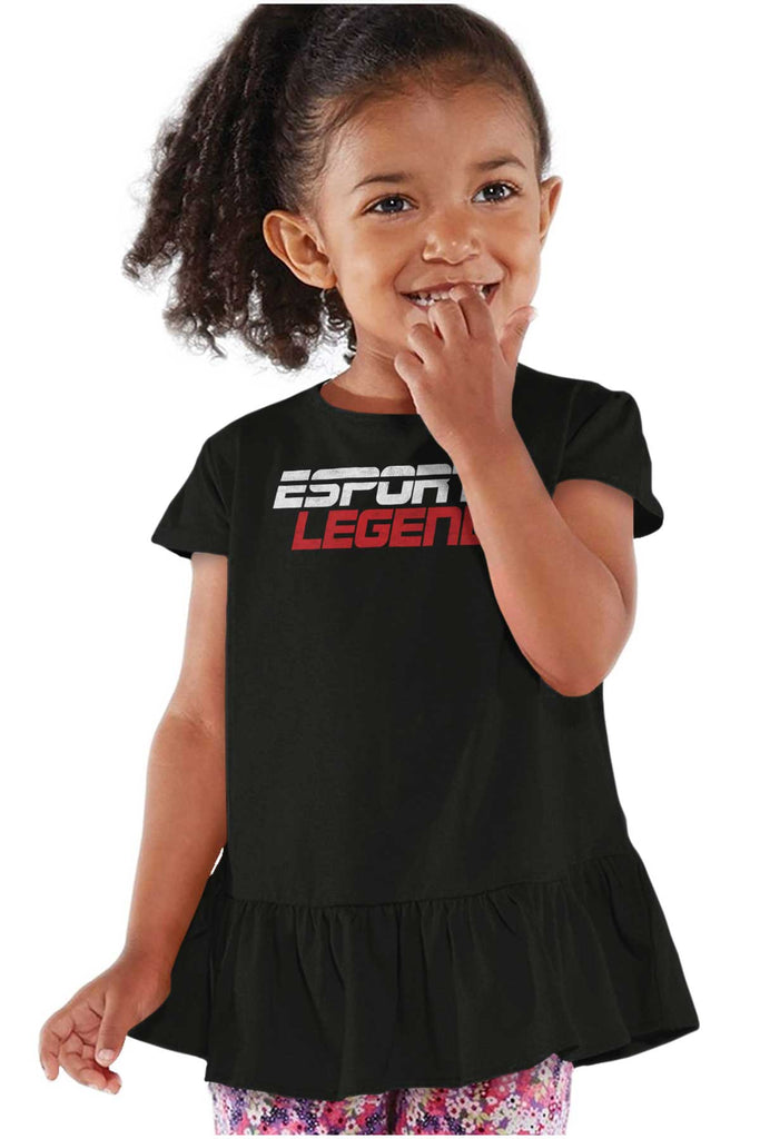 Sports Legend Professional Gamer Toddler Ruffle Bottom Tee-Direct To Garment Print-Brisco Baby